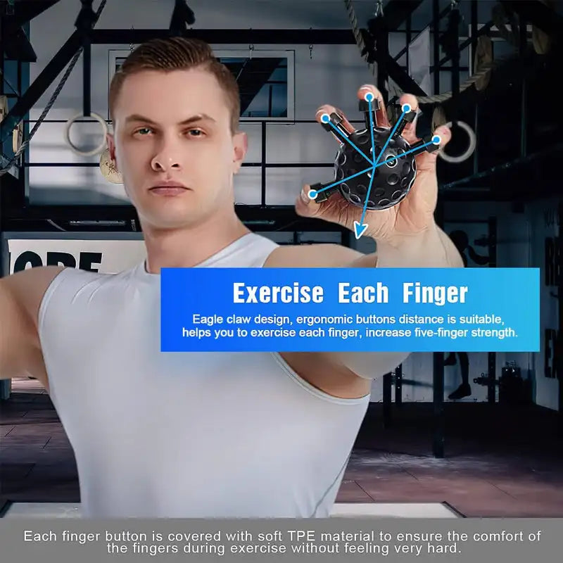 Strengthening finger exerciser, hand clamp exerciser, five-finger