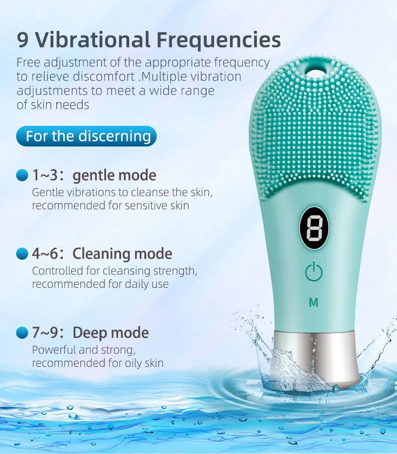 9 Gear Electric Ultrasonic Skin Sonic Scrubber Facial Brush
