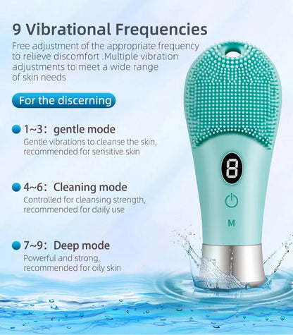 9 Gear Electric Ultrasonic Skin Sonic Scrubber Facial Brush