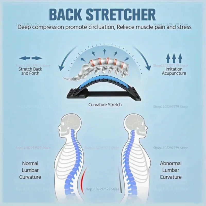 4-Level Adjustable Back Stretcher Back Massager Lumbar